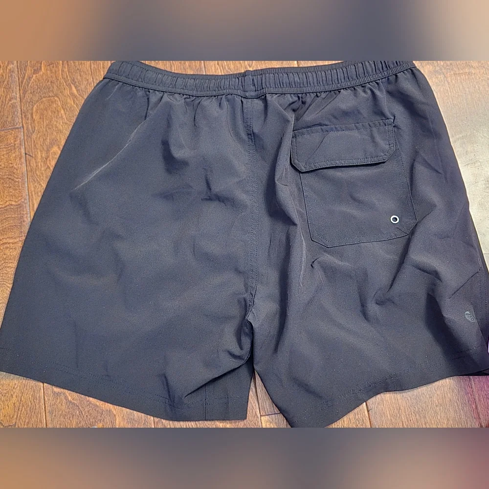 Bamboo Ave Mens Black Lined Running Shorts Hidden Zip Pocket L